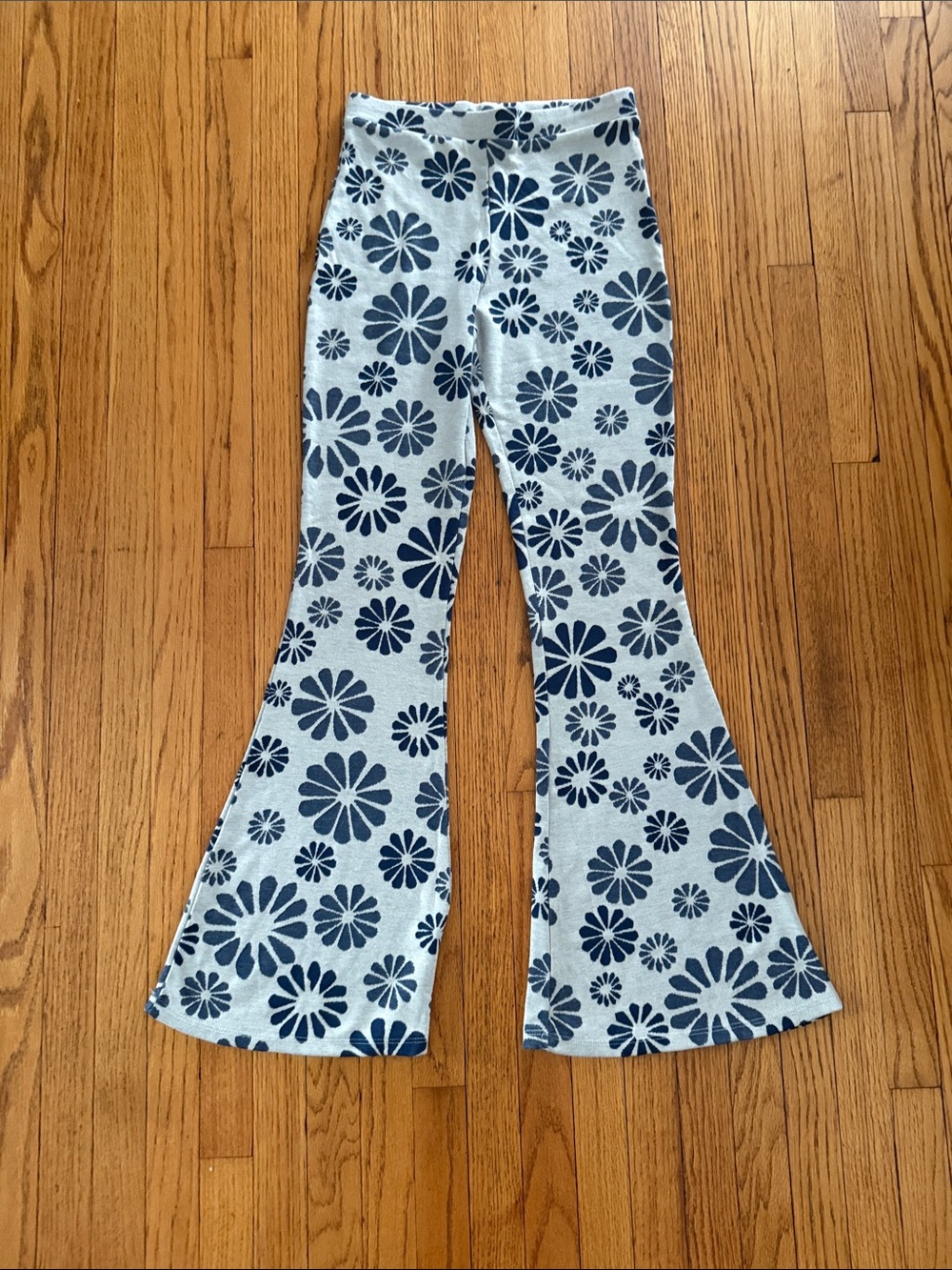 Altar'd State Blue and White Floral Flare Pants